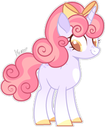 Size: 921x1108 | Tagged: safe, artist:kurosawakuro, oc, oc only, pony, unicorn, base used, bow, female, hair bow, mare, offspring, parent:button mash, parent:sweetie belle, parents:sweetiemash, simple background, solo, transparent background