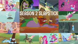 Size: 1964x1105 | Tagged: safe, edit, edited screencap, editor:quoterific, screencap, amethyst star, baff, big macintosh, cheerilee, cherry berry, derpy hooves, fluttershy, garble, granny smith, harry, linky, minuette, pinkie pie, rainbow dash, shoeshine, sparkler, spear (g4), spike, twilight sparkle, vex, bear, changeling, dragon, pony, unicorn, a canterlot wedding, dragon quest, family appreciation day, g4, hearts and hooves day (episode), hurricane fluttershy, it's about time, lesson zero, luna eclipsed, may the best pet win, season 2, secret of my excess, the last roundup, the return of harmony, clothes, cosplay, costume, derp, discorded, eye bulging, golden oaks library, lava, nightmare night costume, party cannon, slapstick, star swirl the bearded costume, twilight the bearded, unicorn twilight