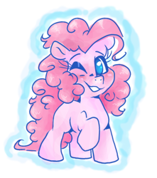 Size: 774x874 | Tagged: safe, artist:smirk, pinkie pie, earth pony, pony, g4, aggie.io, blushing, cute, diapinkes, missing cutie mark, one eye closed, solo, wink