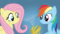 Size: 1920x1080 | Tagged: safe, artist:kazamacat, fluttershy, rainbow dash, pegasus, pony, fanfic:the master mev, g4, fanfic art, idol of boreas, show accurate, smiling