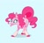 Size: 1200x1181 | Tagged: safe, artist:probablyfakeblonde, part of a set, pinkie pie, earth pony, pony, g4, :p, alternate design, blue background, colored pupils, cute, diapinkes, ear fluff, female, mare, ponk, silly, simple background, smiling, solo, tongue out