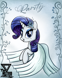 Size: 1400x1750 | Tagged: safe, artist:theretroart88, rarity, pony, unicorn, g4, clothes, flower, flower in hair, solo, vintage