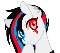 Size: 1116x984 | Tagged: safe, artist:riariirii2, oc, oc only, earth pony, pony, bust, ear piercing, earring, earth pony oc, heterochromia, jewelry, piercing, simple background, solo, tattoo, thinking, transparent background