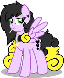 Size: 984x1194 | Tagged: safe, artist:amgiwolf, oc, oc only, pegasus, pony, bedroom eyes, candy, collar, ear piercing, food, lollipop, pegasus oc, piercing, simple background, solo, transparent background, wings