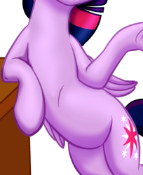 Size: 393x482 | Tagged: safe, artist:silfoe, artist:vasillium, edit, twilight sparkle, alicorn, pony, royal sketchbook, g4, belly, bipedal, bipedal leaning, cropped, leaning, pictures of bellies, simple background, solo, transparent background, twilight sparkle (alicorn)