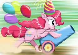 Size: 3508x2480 | Tagged: safe, artist:neoshrek, pinkie pie, earth pony, pony, g4, balloon, female, hat, high res, party, party cannon, party hat, party hats
