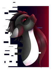 Size: 1500x2012 | Tagged: safe, artist:minelvi, oc, oc only, earth pony, pony, black sclera, bust, earth pony oc, glowing eyes, red eyes, simple background, solo, transparent background