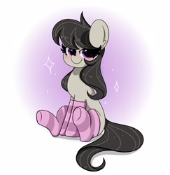 Size: 3501x3600 | Tagged: safe, artist:kittyrosie, octavia melody, earth pony, pony, g4, blushing, clothes, cute, female, high res, looking at you, mare, sitting, smiling, socks, solo, striped socks, tavibetes