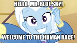 Size: 640x359 | Tagged: safe, edit, edited screencap, screencap, trixie, oc, do it for the ponygram!, equestria girls, g4, my little pony equestria girls: better together, electric light orchestra, elo, mr. blue sky, song reference, text