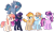 Size: 2341x1385 | Tagged: safe, artist:gallantserver, oc, oc only, oc:damascus, oc:kindle, oc:marmalade melody, oc:petrichor yearling, oc:sugarplum sparkle, oc:sunspot, earth pony, pegasus, pony, unicorn, base used, female, magical lesbian spawn, male, mare, offspring, parent:applejack, parent:daring do, parent:pinkie pie, parent:princess luna, parent:rainbow dash, parent:rarity, parent:sunburst, parent:tempest shadow, parent:trixie, parent:twilight sparkle, parents:daringdash, parents:flutterlestia, parents:rarijack, parents:tempestluna, parents:trixburst, parents:twinkie, simple background, stallion, transparent background