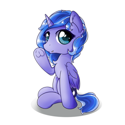 Size: 2048x2048 | Tagged: safe, artist:eris azure, princess luna, alicorn, pony, g4, cute, female, filly, high res, lunabetes, shadow, simple background, sitting, solo, transparent background, woona, younger