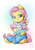 Size: 955x1351 | Tagged: safe, artist:mysticalpha, angel bunny, fluttershy, pegasus, rabbit, anthro, unguligrade anthro, g4, animal, clothes, crossed legs, duo, holding, hug, looking at you, pants, simple background, sitting, smiling, snaggletooth, three quarter view, white background, winged anthro, wings