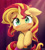 Size: 1920x2134 | Tagged: safe, artist:symbianl, sunset shimmer, pony, unicorn, g4, :3, blushing, clothes, cute, daaaaaaaaaaaw, equestria girls outfit, female, floppy ears, fluffy, high res, hnnng, looking at you, mare, shimmerbetes, smiling at you, solo, symbianl is trying to murder us, weapons-grade cute