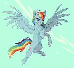 Size: 1266x1168 | Tagged: safe, artist:geedevotee, rainbow dash, pegasus, pony, g4, flying, grin, smiling, solo