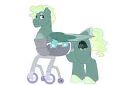 Size: 1280x854 | Tagged: safe, artist:itstechtock, oc, oc only, oc:jade lightning, pegasus, pony, amputee, congenital amputee, male, missing limb, offspring, parent:sky stinger, parent:vapor trail, parents:vaporsky, simple background, solo, stallion, white background