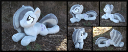 Size: 4313x1754 | Tagged: safe, artist:peruserofpieces, marble pie, earth pony, pony, g4, beanie (plushie), female, hair over one eye, irl, lying down, mare, photo, plushie, prone, smiling, smiling at you, solo, tree