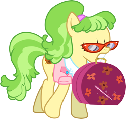 Size: 3164x3000 | Tagged: safe, artist:jeatz-axl, chickadee, ms. peachbottom, earth pony, pony, g4, clothes, eyes closed, female, glasses, high res, mare, mouth hold, simple background, solo, transparent background, vector