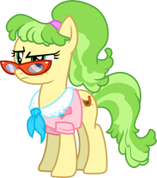 Size: 3000x3402 | Tagged: safe, artist:jeatz-axl, chickadee, ms. peachbottom, earth pony, pony, g4, clothes, female, glasses, high res, mare, simple background, solo, transparent background, unamused, vector