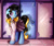 Size: 1280x1077 | Tagged: safe, artist:appleneedle, oc, oc:golden voice, earth pony, pony, clothes, commission, gag, lockers, school hall, school uniform, skirt