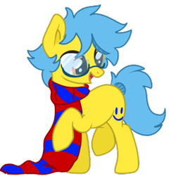 Size: 480x480 | Tagged: artist needed, safe, oc, oc only, oc:happy sunshine, earth pony, pony, glasses, male, raised hoof, simple background, smiling, solo, stallion, transparent background
