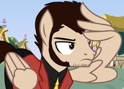 Size: 2534x1829 | Tagged: safe, artist:gadgetgirlsteph1234, pegasus, pony, lupin the 3rd, ponified, sideburns, solo