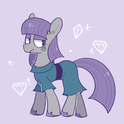 Size: 1280x1280 | Tagged: safe, artist:bumblesnail-art, maud pie, earth pony, pony, g4, chest fluff, colored hooves, diamond, female, gem, mare, purple background, simple background, solo
