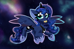 Size: 3543x2362 | Tagged: safe, artist:jubyskylines, princess luna, alicorn, pony, g4, chest fluff, cookie, cute, food, high res, lunabetes, solo, space