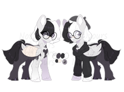 Size: 2000x1477 | Tagged: safe, artist:shady-bush, oc, oc only, pegasus, pony, clothes, female, glasses, hoodie, mare, pants, simple background, solo, transparent background, watermark