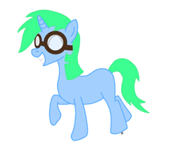 Size: 900x791 | Tagged: safe, artist:jelly_fash, oc, oc only, oc:jelly fash, pony, unicorn, goggles, simple background, solo