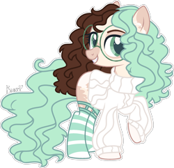 Size: 2026x1955 | Tagged: safe, artist:kurosawakuro, oc, oc only, earth pony, pony, base used, clothes, female, glasses, mare, simple background, socks, solo, striped socks, sweater, transparent background