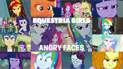 Size: 1960x1104 | Tagged: safe, edit, edited screencap, editor:quoterific, screencap, adagio dazzle, applejack, flash sentry, fluttershy, pinkie pie, princess celestia, principal abacus cinch, principal celestia, rainbow dash, rarity, sunset shimmer, twilight sparkle, a case for the bass, blizzard or bust, equestria girls, equestria girls series, equestria girls specials, g4, holidays unwrapped, movie magic, my little pony equestria girls, my little pony equestria girls: friendship games, my little pony equestria girls: rainbow rocks, my little pony equestria girls: summertime shorts, raise this roof, wake up!, spoiler:eqg series (season 2), angry, brooch, clothes, cutie mark, cutie mark accessory, cutie mark brooch, cutie mark hair accessory, cutie mark on clothes, dress, ear piercing, earring, evil grin, faic, fall formal outfits, grin, hair accessory, humane five, humane six, jewelry, legs, pearl earrings, piercing, shirt, skirt, sleeveless, sleeveless dress, sleeveless shirt, smiling, smug, smugdash, strapless, strapless dress, tank top, wake up!: rainbow dash