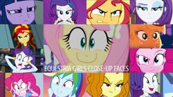 Size: 1960x1103 | Tagged: safe, edit, edited screencap, editor:quoterific, screencap, adagio dazzle, applejack, fluttershy, pinkie pie, rainbow dash, rarity, sunset shimmer, twilight sparkle, equestria girls, equestria girls series, forgotten friendship, g4, my little pony equestria girls, my little pony equestria girls: legend of everfree, my little pony equestria girls: rainbow rocks, my little pony equestria girls: summertime shorts, raise this roof, wake up!, spoiler:eqg series (season 2), angry, bare shoulders, clothes, dress, evil grin, evil smirk, faic, fall formal outfits, grin, happyshy, humane five, humane seven, humane six, legs, rarity is not amused, rarity peplum dress, shirt, skirt, sleeveless, sleeveless dress, sleeveless shirt, smiling, smirk, smug, smugdash, tank top, unamused, wake up!: rainbow dash
