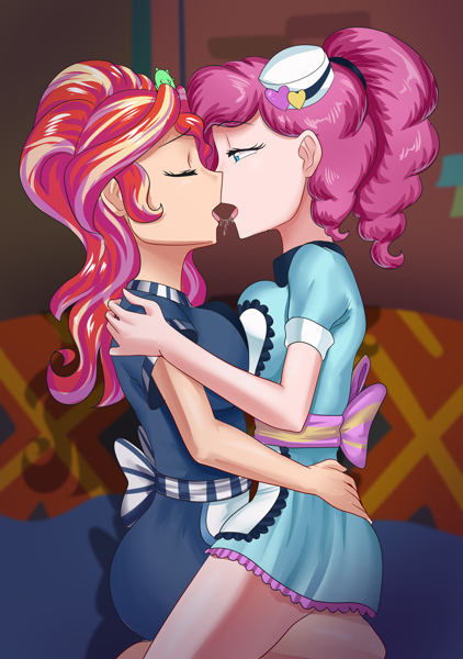 2528050 - suggestive, artist:thebrokencog, pinkie pie, sunset 