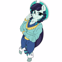 Size: 3000x3000 | Tagged: safe, artist:peachykireen, coloratura, earth pony, anthro, g4, braid, colored, cowgirl, cowgirl outfit, digital art, hat, high res, rara, simple background, solo, white background