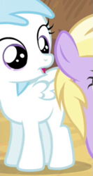 Size: 369x692 | Tagged: safe, screencap, cotton cloudy, dinky hooves, pegasus, pony, unicorn, g4, simple ways, :o, appalled, cottonshock, female, filly, o, o mouth, offscreen character, open mouth, shocked, solo focus
