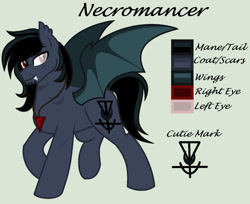 Size: 1280x1046 | Tagged: safe, artist:lominicinfinity, oc, oc only, oc:necromancer, bat pony, pony, heterochromia, male, simple background, solo, stallion