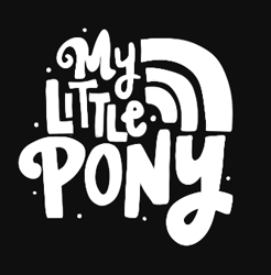 Size: 333x338 | Tagged: safe, g5, black and white, black background, grayscale, monochrome, my little pony logo, pony history, simple background