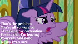 Size: 1920x1080 | Tagged: safe, edit, edited screencap, editor:quoterific, screencap, twilight sparkle, alicorn, pony, g4, the last problem, caption, crying, open mouth, solo, text, twilight sparkle (alicorn), worried