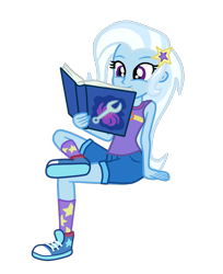 Size: 1024x1255 | Tagged: safe, artist:gmaplay, trixie, equestria girls, g4, my little pony equestria girls: legend of everfree, book, camp everfree, camp everfree outfits, converse, cute, diatrixes, reading, shoes, simple background, solo, transparent background, vector