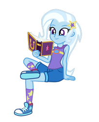 Size: 1024x1255 | Tagged: safe, alternate version, artist:gmaplay, trixie, equestria girls, g4, my little pony equestria girls: legend of everfree, converse, cute, diatrixes, female, reading, shoes, simple background, solo, transparent background, vector