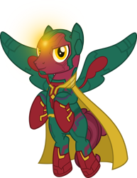 Size: 1280x1656 | Tagged: safe, artist:mlp-trailgrazer, oc, oc only, oc:crosser buck, pegasus, pony, clothes, cosplay, costume, male, simple background, solo, stallion, transparent background, vision (marvel)