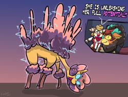 Size: 1400x1060 | Tagged: safe, artist:azulejo, arizona (tfh), paprika (tfh), velvet (tfh), alpaca, cow, deer, reindeer, them's fightin' herds, adora, bandana, catra, clothes, cloven hooves, community related, cosplay, costume, female, glimmer (she-ra), she-ra and the princesses of power, smiling, surprised, text