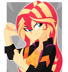 Size: 2248x2383 | Tagged: safe, artist:xan-gelx, sunset shimmer, equestria girls, g4, bust, female, high res, smugset shimmer, solo, thumbs up