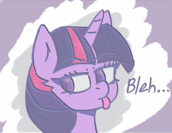 Size: 2147x1656 | Tagged: safe, artist:endo, twilight sparkle, pony, unicorn, g4, :p, angry, bleh, female, simple background, solo, text, tongue out