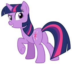 Size: 7583x6759 | Tagged: safe, artist:andoanimalia, twilight sparkle, pony, unicorn, magical mystery cure, butt, female, grin, looking back, mare, plot, raised hoof, simple background, smiling, solo, transparent background, twibutt, unicorn twilight, vector