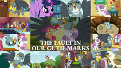 Size: 1972x1110 | Tagged: safe, edit, edited screencap, editor:quoterific, screencap, apple bloom, gabby, octavia melody, parish nandermane, petunia paleo, scootaloo, sweetie belle, twilight sparkle, zecora, alicorn, griffon, pony, g4, the fault in our cutie marks, cauldron, cello, clubhouse, crusaders clubhouse, cute, cutie mark crusaders, gabbybetes, harp, musical instrument, skull, twiabetes, twilight sparkle (alicorn), zecora's hut