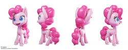 Size: 1600x626 | Tagged: safe, artist:andrew hickinbottom, artist:andyh_3d, part of a set, pinkie pie, earth pony, pony, g4.5, my little pony: pony life, official, 3d, 3ds max, butt, multiple angles, open mouth, plot, simple background, turnaround, white background