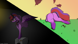 Size: 3264x1836 | Tagged: safe, artist:firestarter, oc, oc only, alicorn, pony, alicorn oc, basement, belt, bricks, butt, buttstuck, colored hooves, colored wings, fat, floppy ears, glasses, grass, gritted teeth, high res, horn, male, plot, solo, stallion, stuck, through wall, underhoof, washing machine, wings