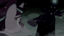 Size: 1280x720 | Tagged: safe, edit, edited screencap, fifteen.ai, screencap, princess luna, snowfall frost, spirit of hearth's warming yet to come, starlight glimmer, a hearth's warming tail, g4, animated, berserk, void, webm