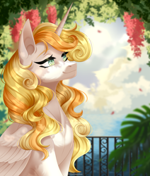 Size: 2538x3000 | Tagged: safe, artist:ohhoneybee, oc, oc only, oc:golden pineapple, alicorn, pony, female, high res, mare, solo